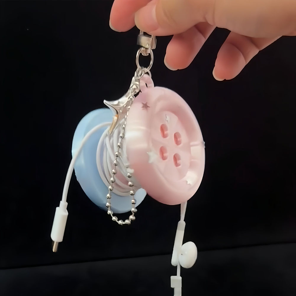 Kawaii Cable Organizer Button  - Cable Winder Keychain ulasan dan harga