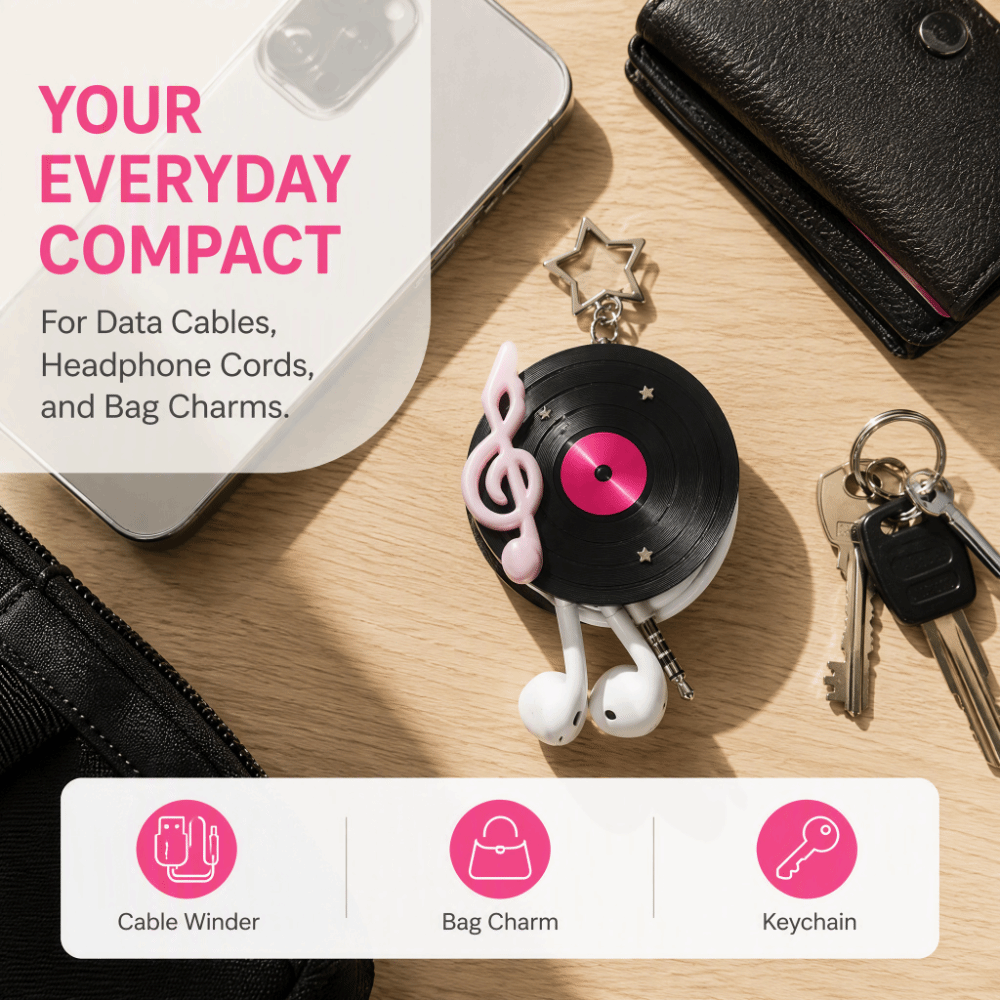Y2K Vinyl Record Keychain Star - Cable Winder Keychain ulasan dan harga